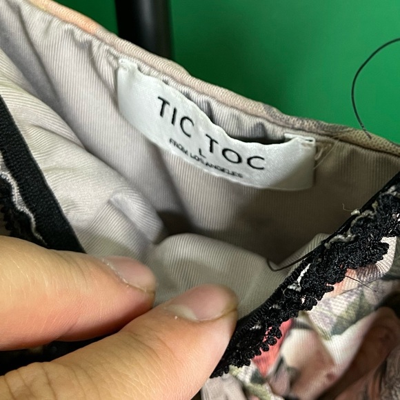 Tic Toc VTG 90s Y2K Lace trim Floral Mesh Mini Babydoll dress Sz L - Picture 5 of 6